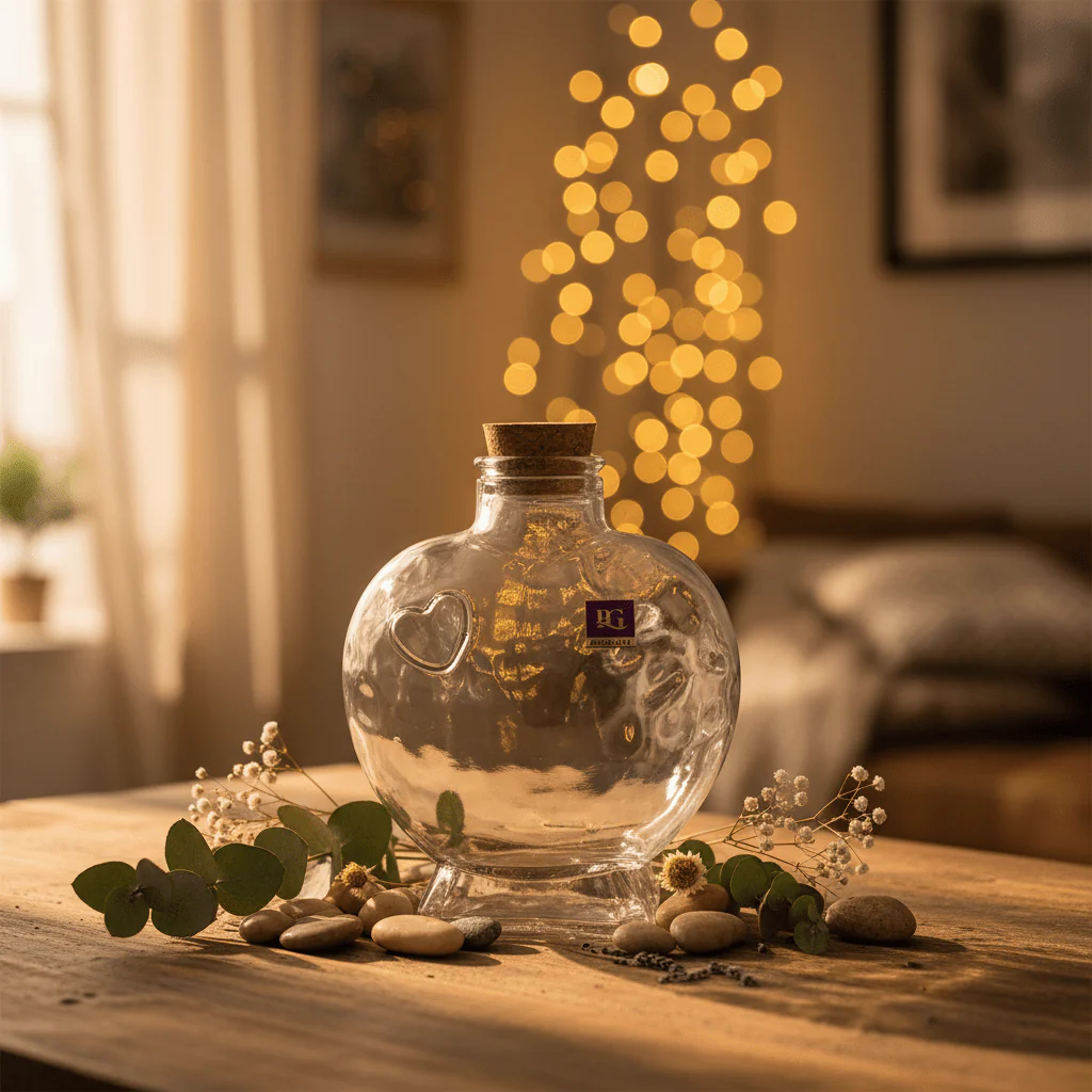 Pishgaman Heart Shape Glass Bottle with Cork Lid | 20cm - Image 2