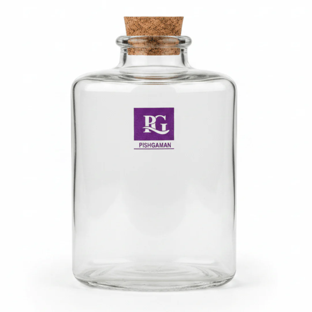 Pishgaman Triangle Glass Bottle with Cork Lid | 11cm |
