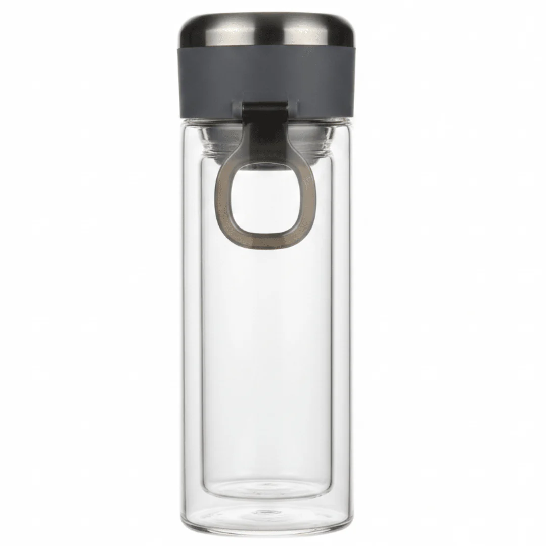 Plain Clear Glass Bottle with Modern Grey Cap – 300 ml