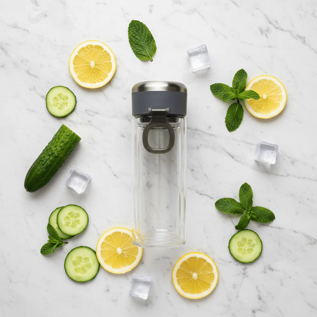 Plain Clear Glass Bottle with Modern Grey Cap – 300 ml - Image 4