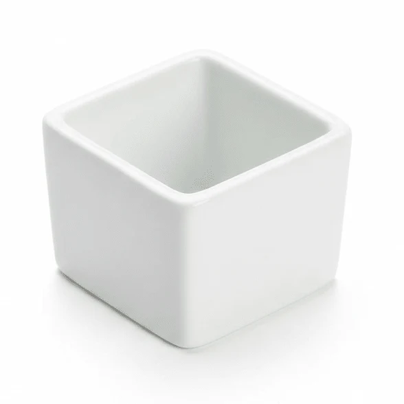 Porceletta Small White Square Ceramic Bowl – 5.4 cm Compact Bowl for Dips, Sauces & Small Portions