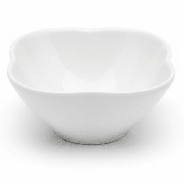 Porceletta White Flower-Shaped Ceramic Bowl – 4 Inch Decorative Serving Bowl for Desserts & Appetizers