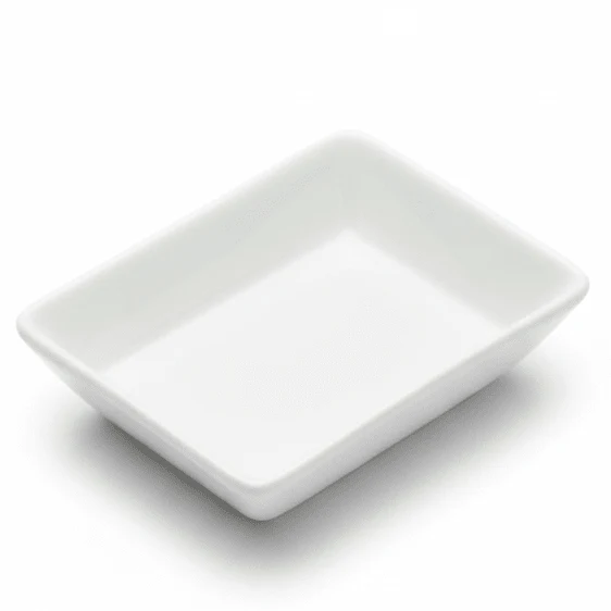 Porceletta White Rectangular Mini Ceramic Dish – 3.5 Inch Small Serving Plate for Condiments & Appetizers