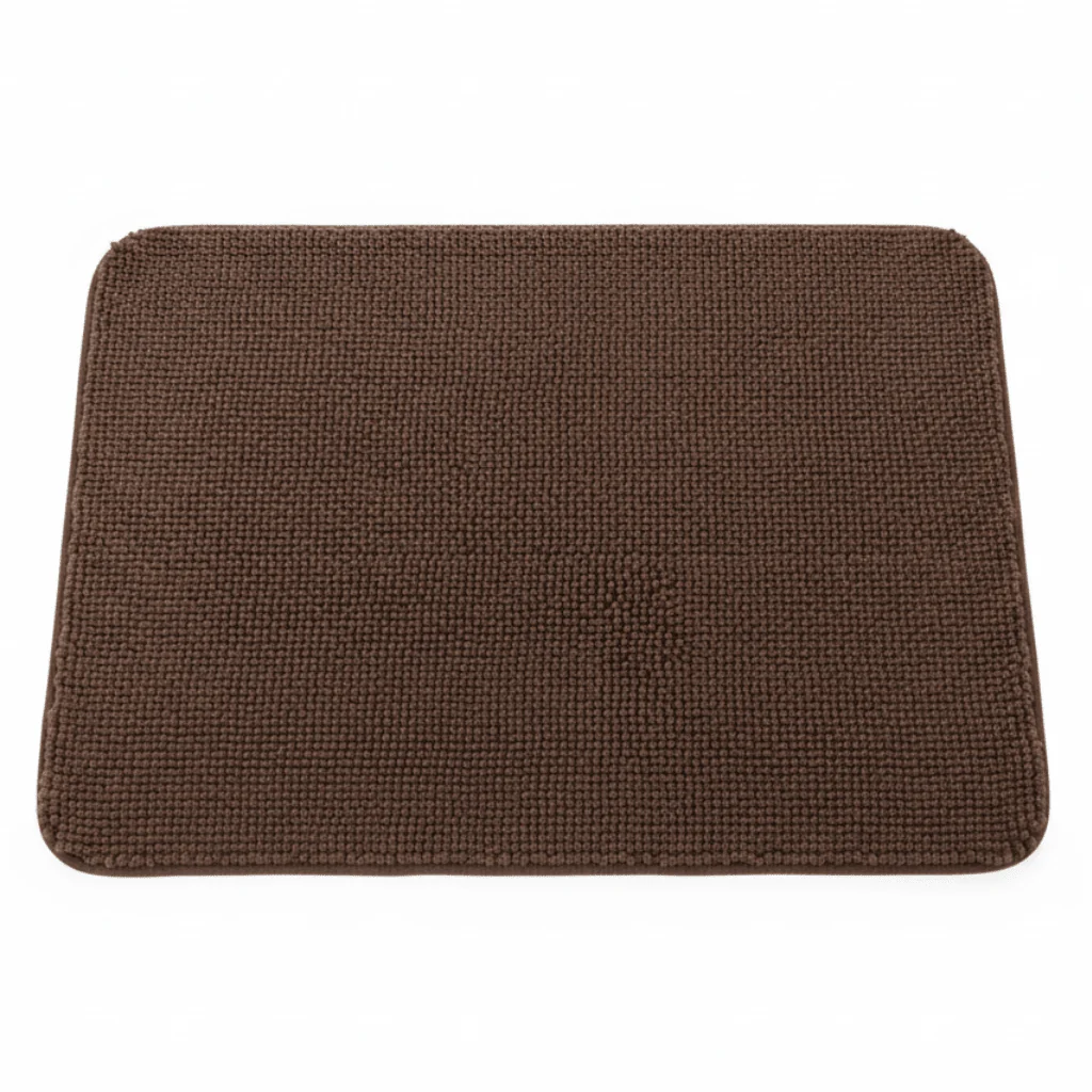 Brown Chenille Bath Mat Non-Slip Rubber Back - 80×100 cm