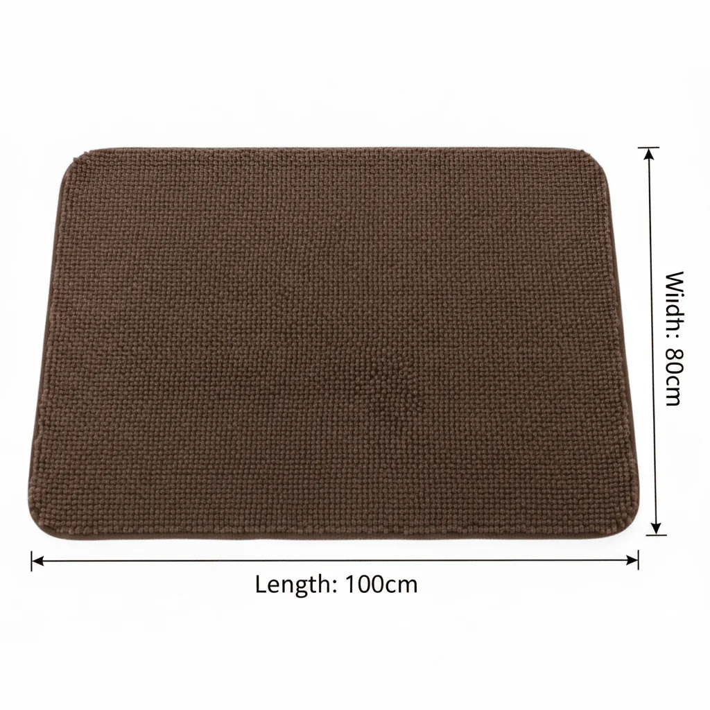 Brown Chenille Bath Mat Non-Slip Rubber Back - 80×100 cm - Image 4
