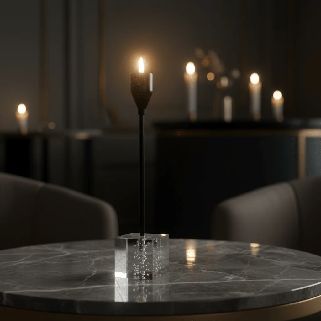 Premium Crystal & Black Metal Candle Holder Stand for Sophisticated Home Décor – 23cm - Image 2
