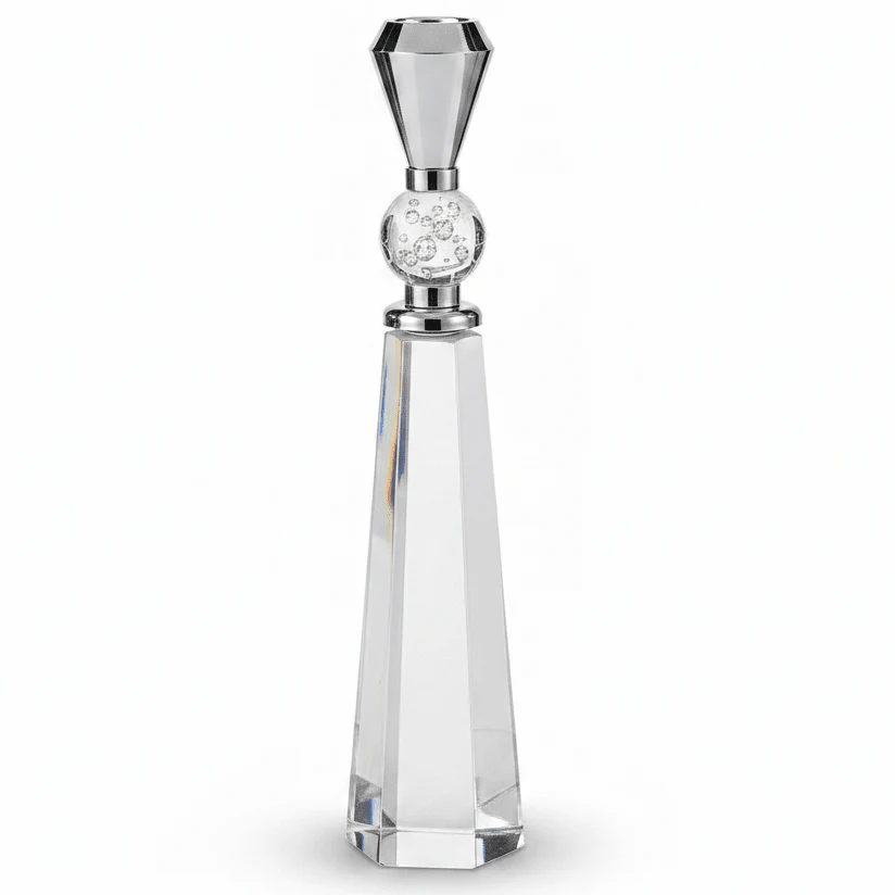 Premium Crystal & Metal Candle Holder Stand for Luxury Interior and Wedding Decoration – 23.5cm