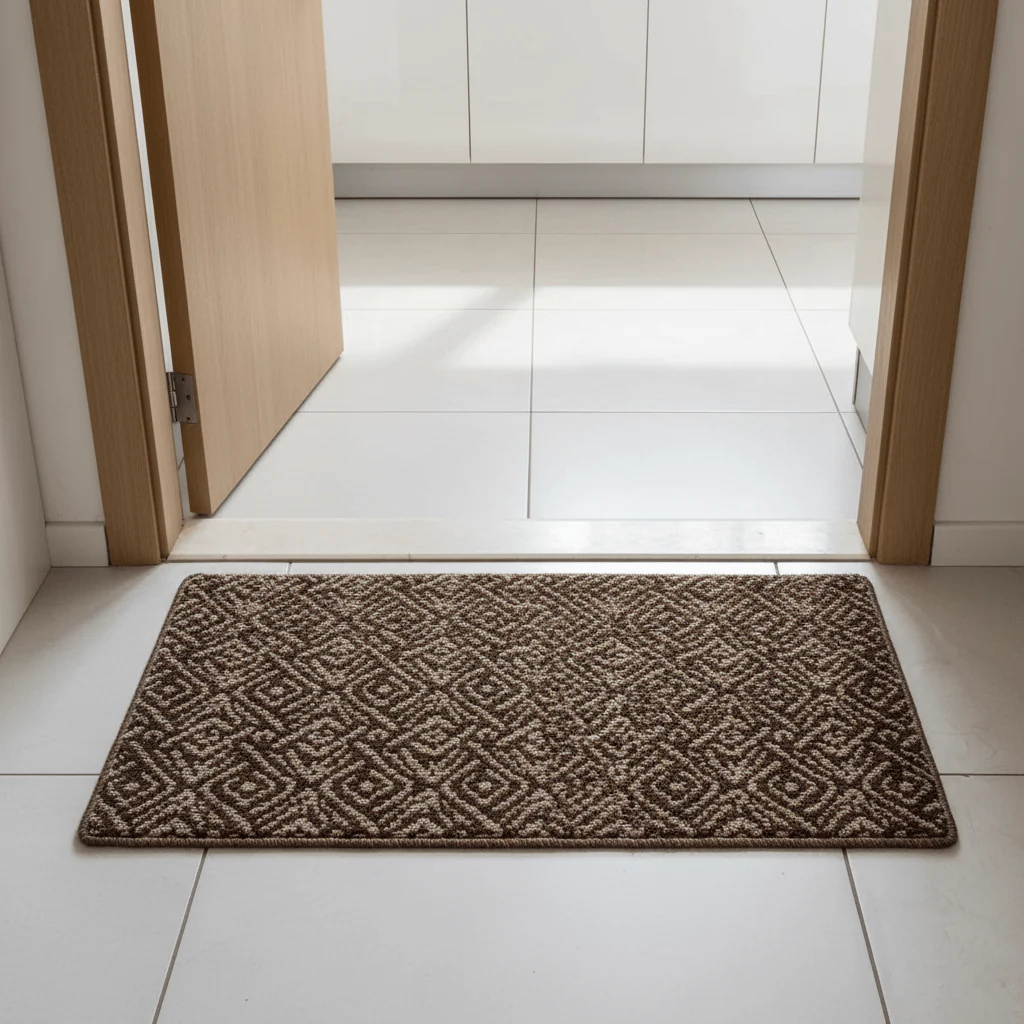 Premium Geometric Diamond Pattern Rectangle Door Mat | Anti-Slip Entrance Rug for Home, Kitchen & Entryway | 68 × 44 cm | Brown & Beige Woven Design - Image 2