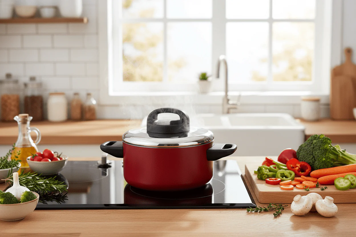Prestige Classique 16cm Non-Stick Casserole (1.4L) – 3X Ultra Tough with Steel Lid, Red (PR21541) - Image 3