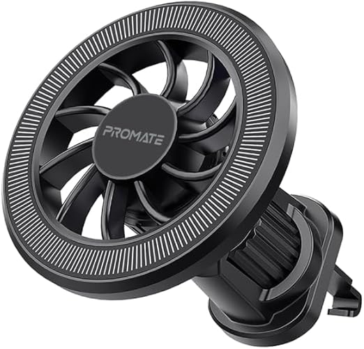 PROMATE Magnetic Car Mount, Universal Magnetic Ring AC Vent Mount Holder with N52 Powerful Magnets, 360 Degree Rotation, Multi-Angle Support, ClipMount
