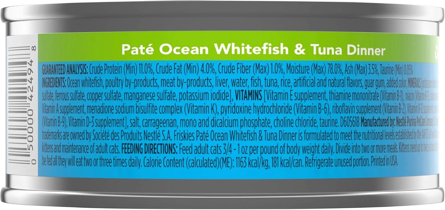 Purina - Friskies Pate Wet Cat Food, Ocean Whitefish & Tuna Dinner - 5.5 oz. Can, blue - Image 2