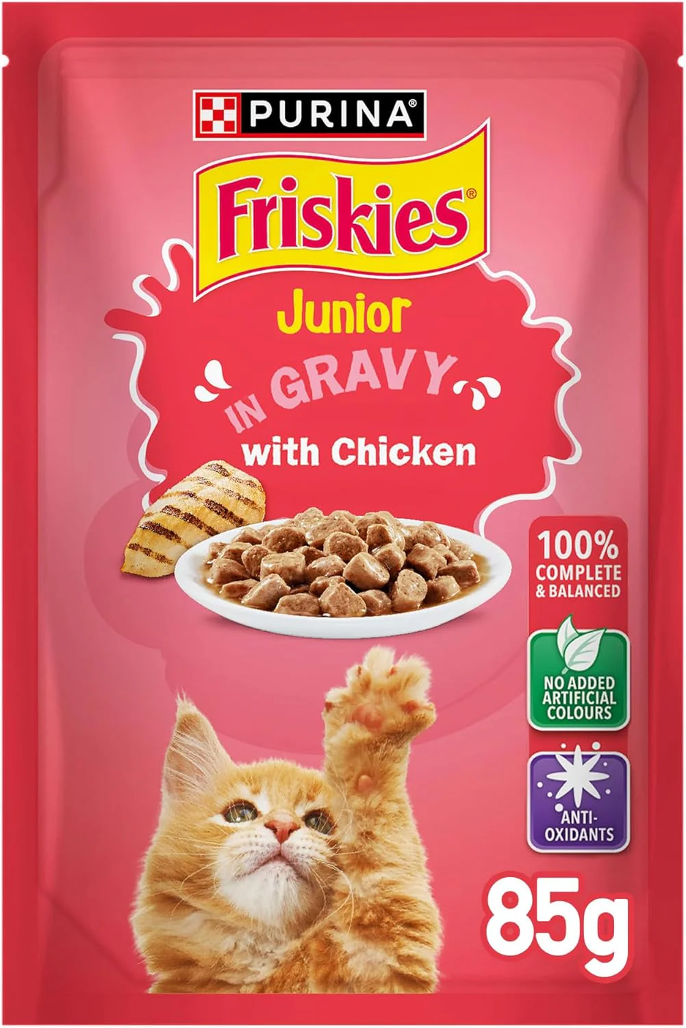 Purina Friskies Kitten Chicken Chunks in Gravy Wet Cat Food Pouch 85g