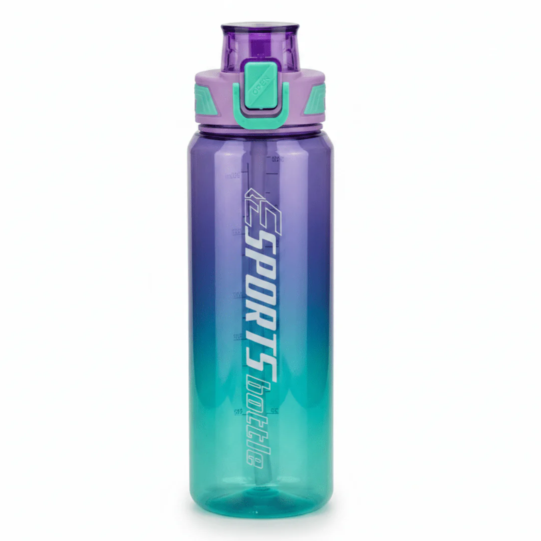 SPORTS Elite Gradient Water Bottle — Purple & Teal | Flip-Lock Cap 1000ml
