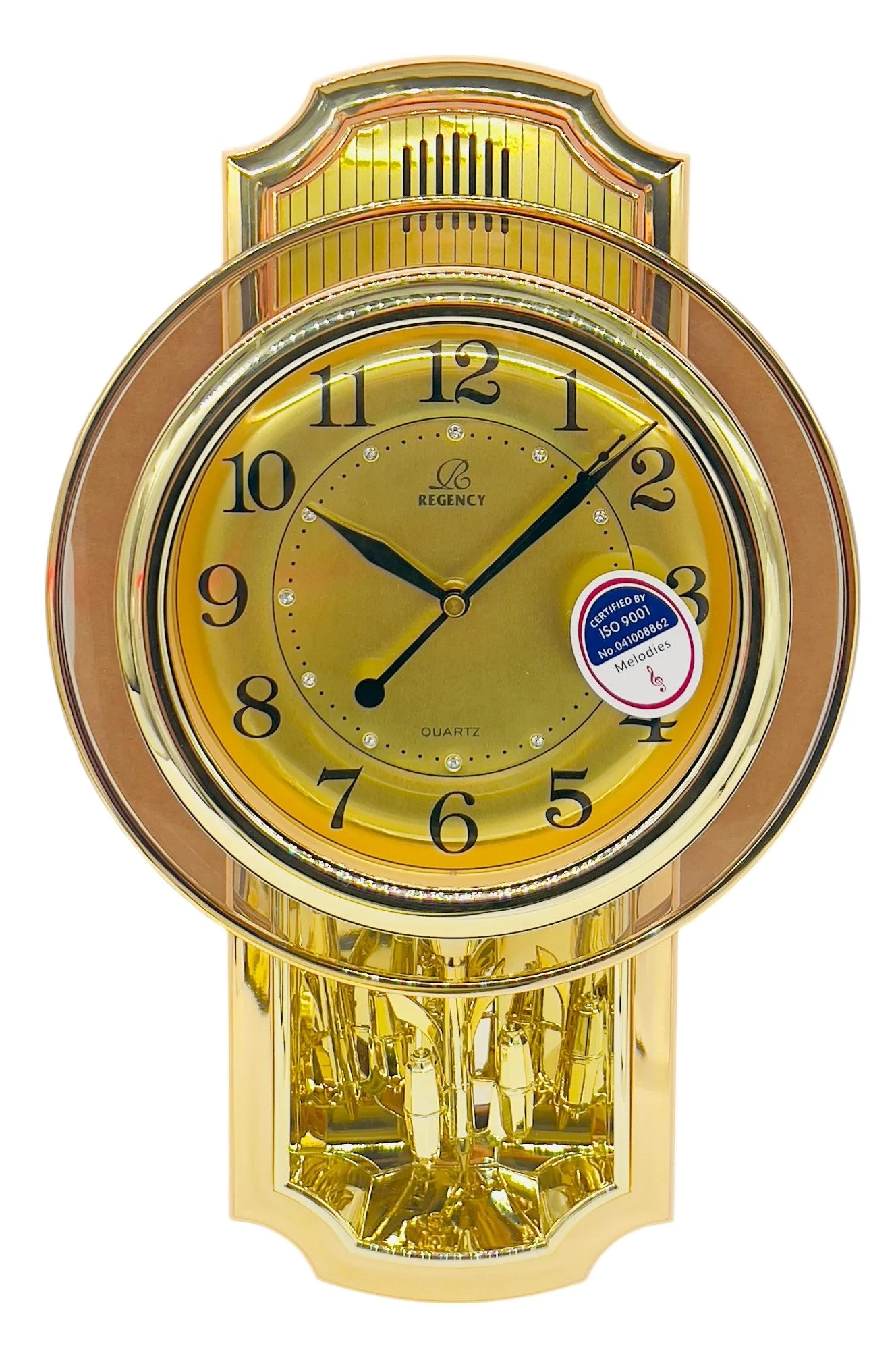 REGENCY Analog Modern Design Wall Rotating Pendulum Clock with Melody 43cm*28cm, RW6767