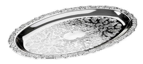 Queen Anne Small Oval Tray English 2 X 15.2 X 24.1cm Silver Plate