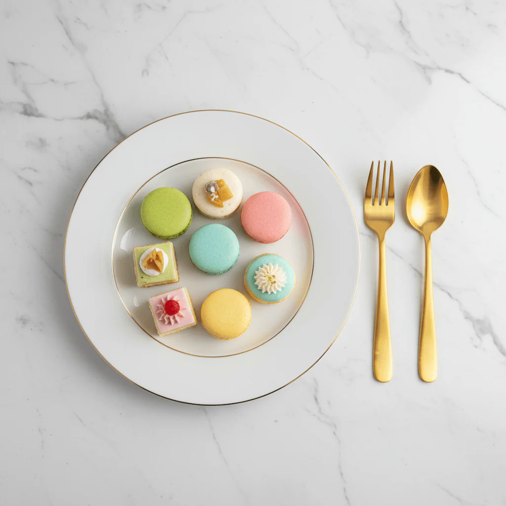 Queens White Ceramic Dessert Plate with Golden Rim | 7.5 Inch | Premium Tableware - Image 3