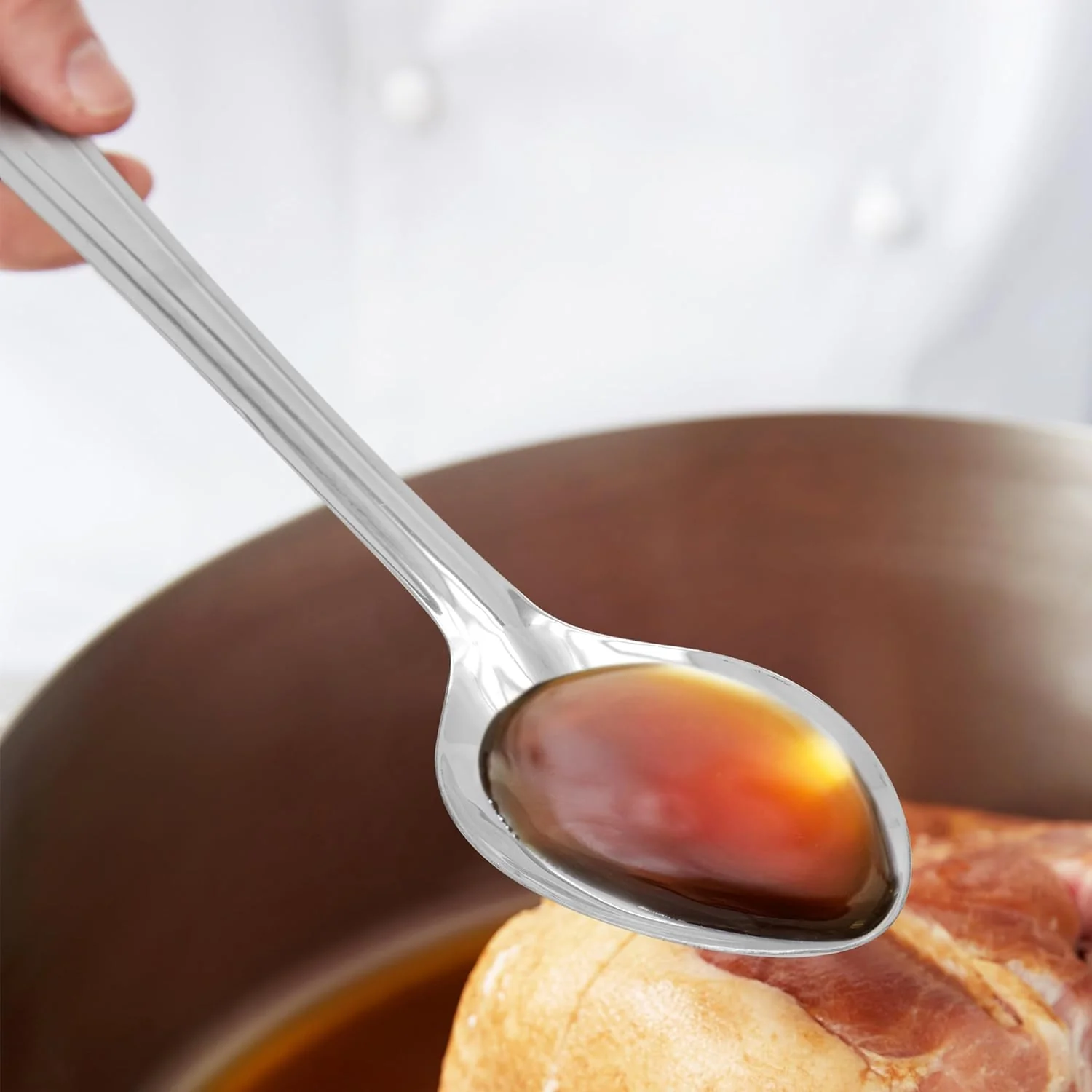Raj 36cm Stainless Steel Basting Spoon BS0006 – Large Cooking & Serving Spoon - Image 2