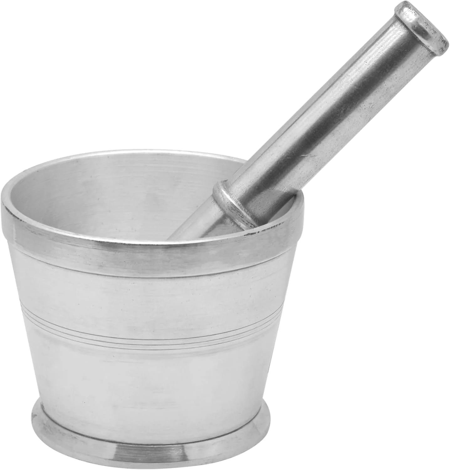 Raj Aluminium Mortar With Stand, Silver, RAM004, Garlic Crusher Manual Spices Grinder Chutney Maker Ideal for Ginger, Garlic, Herbs Grinder-13CM