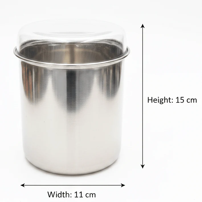 Raj Stainless Steel Dabba Container with Lid – 15×11 cm - Image 3