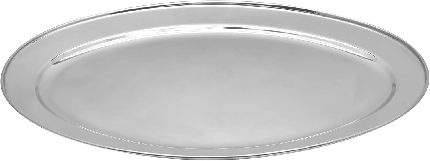 Raj Stainless Steel Oval Serving Tray OT0060, Rice Plate Salad Plate Side Plate Platter Serving Plate-60CM - Image 2