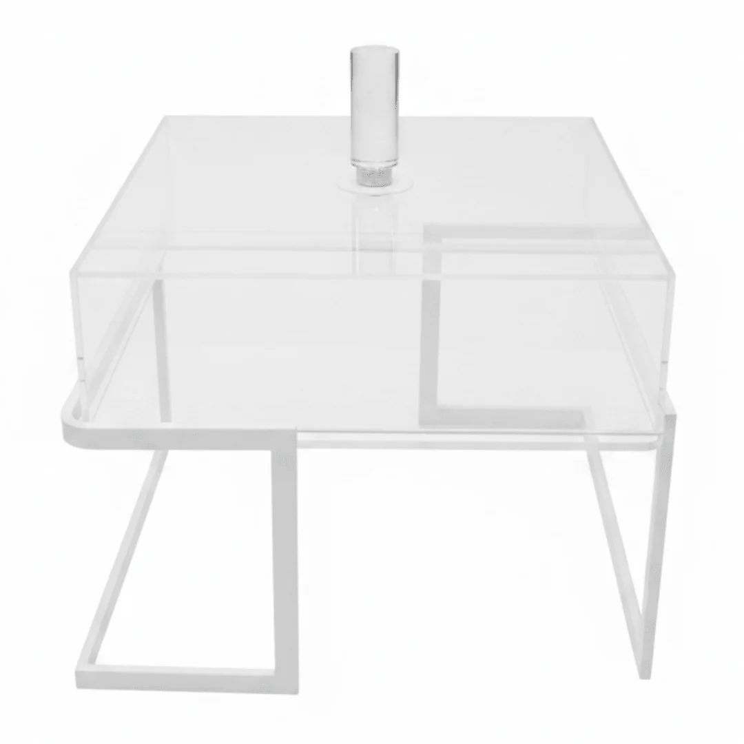 RAZ Large Square Clear Acrylic Dessert Showcase Box with Protective Lid and Sturdy White Metal Base for Bakery Display – 27×27×22 cm