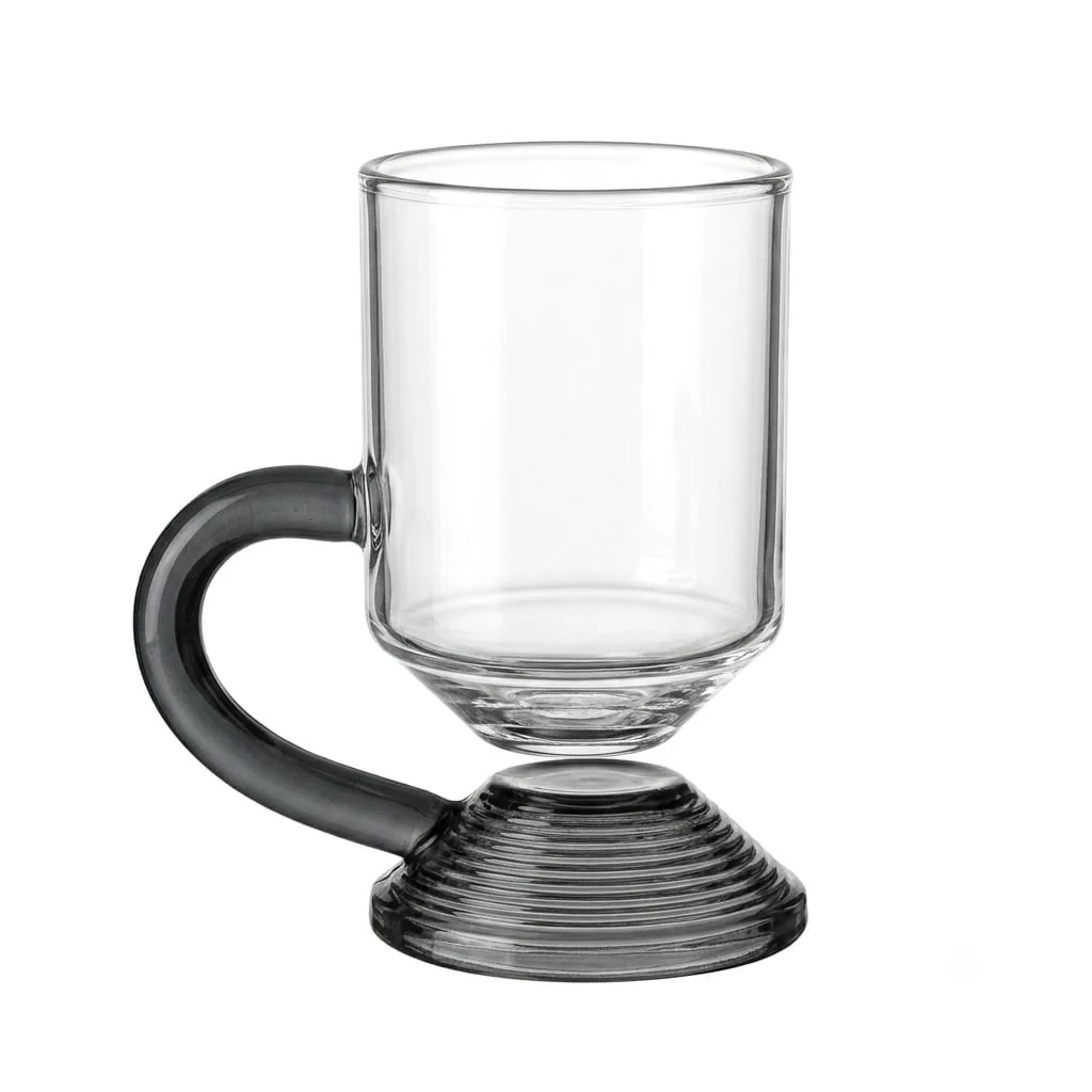 RAZ Levita 18-Piece Tea & Coffee Glass Set | Floating Handle | 6 Large Cups, 6 Small Cups & 6 Saucers | Gray - Image 2