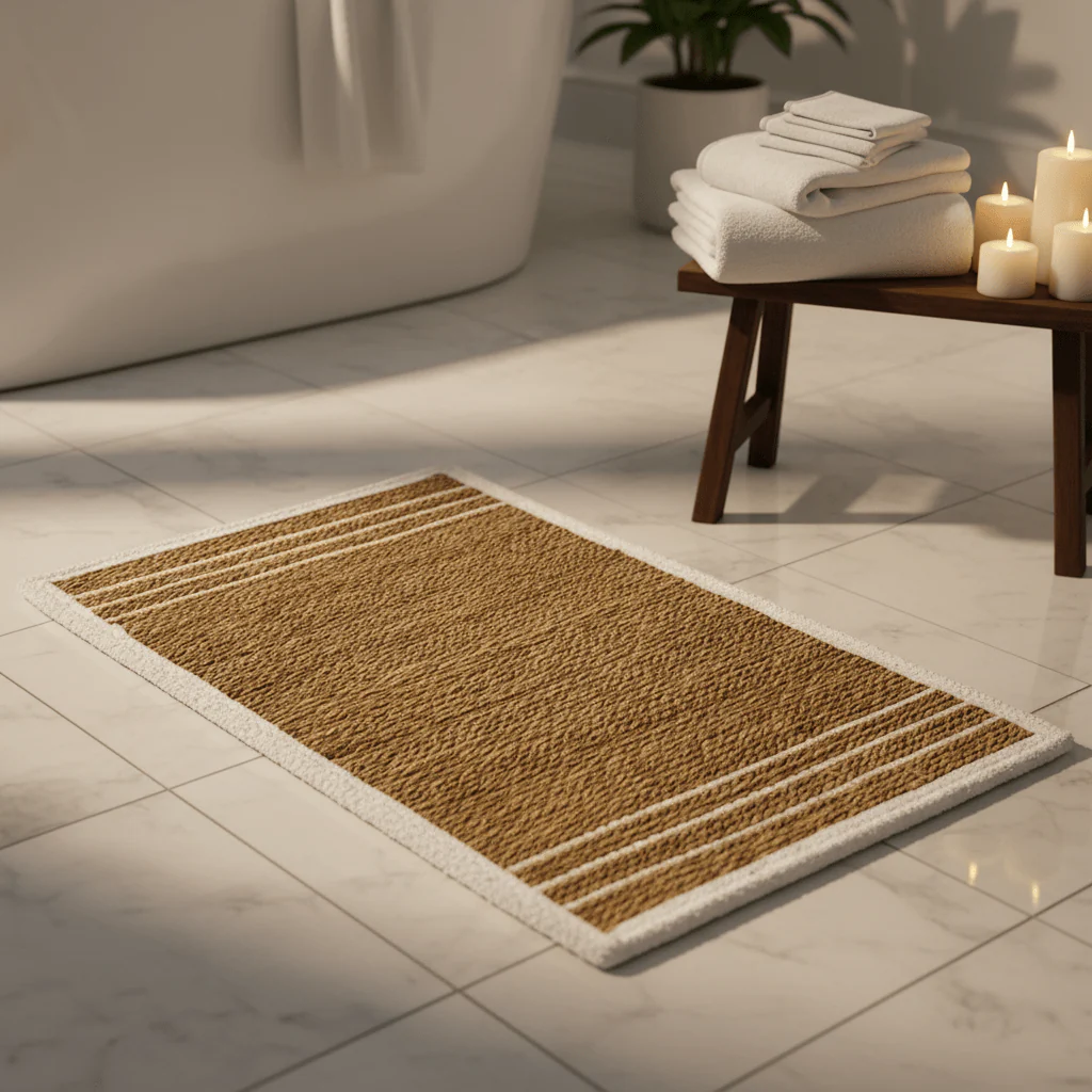 Rectangular Seagrass Mat Natural Braided Rug with White Border - 60×80 cm - Image 2