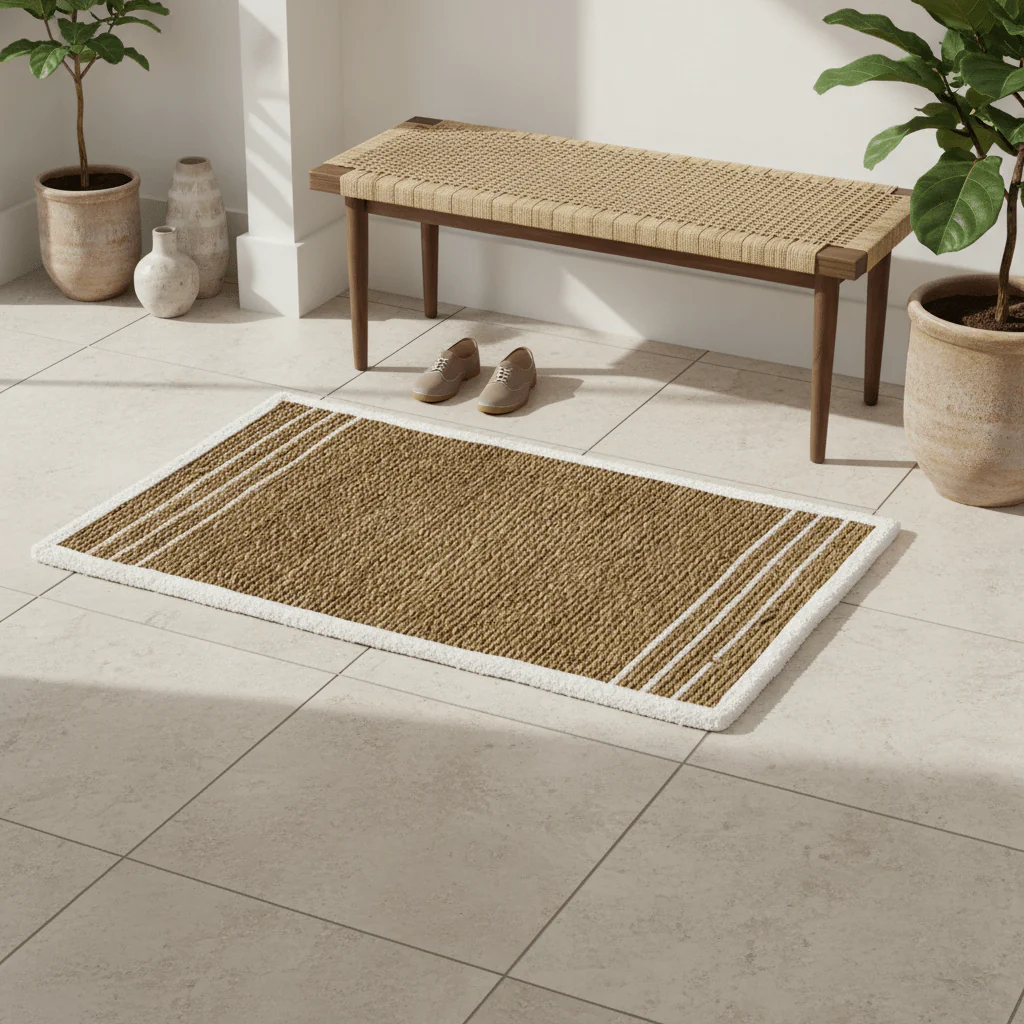 Rectangular Seagrass Mat Natural Braided Rug with White Border - 60×80 cm - Image 3