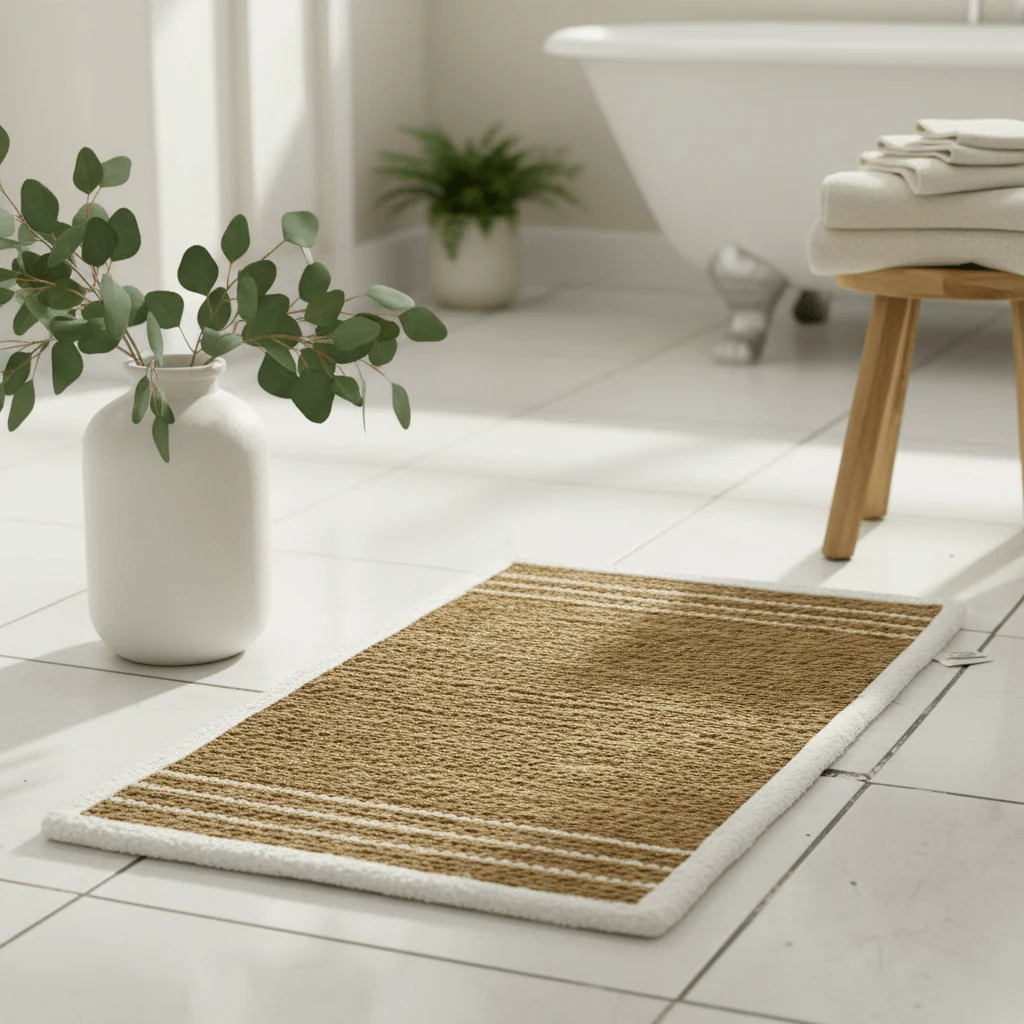 Rectangular Seagrass Mat Natural Braided Rug with White Border - 60×80 cm - Image 4