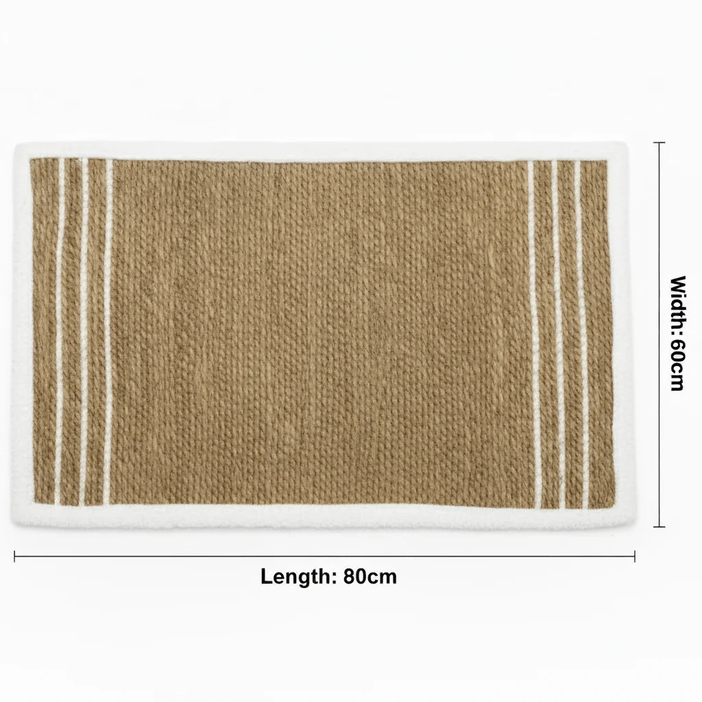 Rectangular Seagrass Mat Natural Braided Rug with White Border - 60×80 cm - Image 5