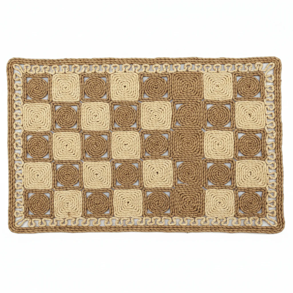 Rectangular Rattan Door Mat Natural Woven Entrance Rug - 75×50cm