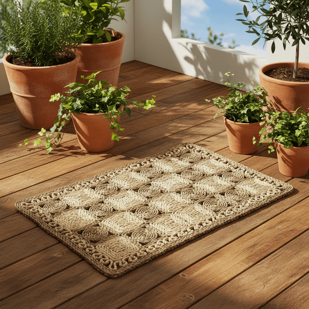 Rectangular Rattan Door Mat Natural Woven Entrance Rug - 75×50cm - Image 3