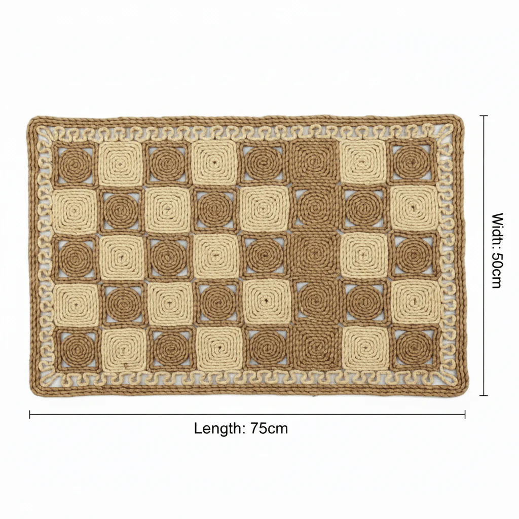 Rectangular Rattan Door Mat Natural Woven Entrance Rug - 75×50cm - Image 4