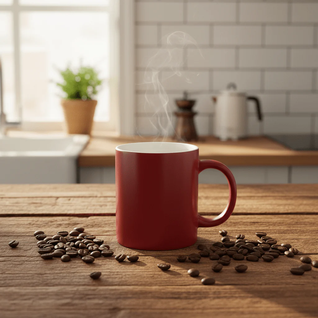 Red & White Ceramic Mug – 350ml - Image 2