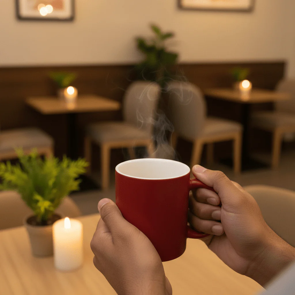 Red & White Ceramic Mug – 350ml - Image 3