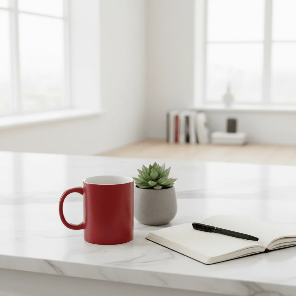 Red & White Ceramic Mug – 350ml - Image 4