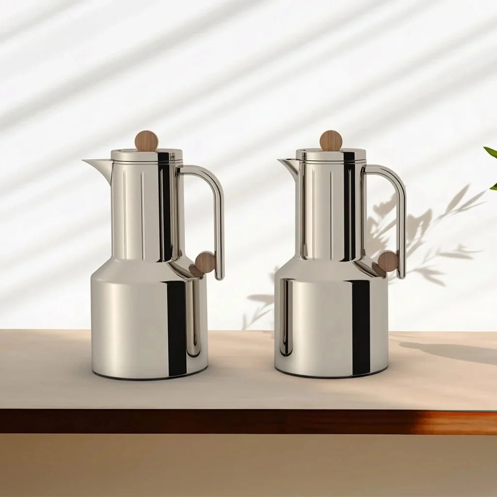 Regal Vacuum Flask 2 Pieces Set – 1L + 1L – Light Coffee with Wooden Finish / Champagne Gold with Wooden Finish / Jet Black with Grey Finish - Image 2