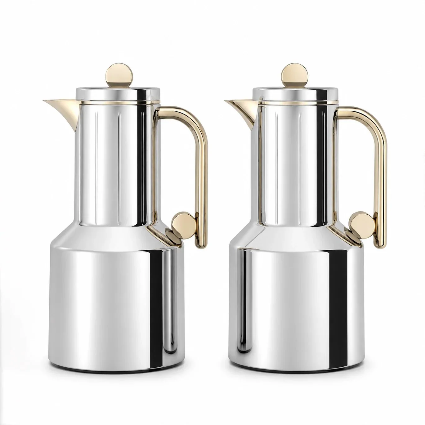Regal Vacuum Flask 2 Pieces Set – 1L + 1L – Silver Champagne Gold Finish