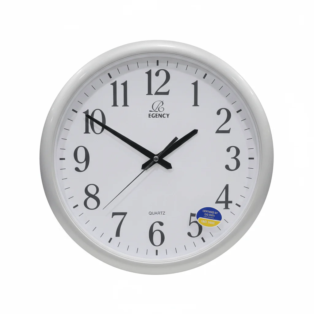 Regency Quartz Wall Clock 38cm | Large Silent Movement | White Frame | RW8644