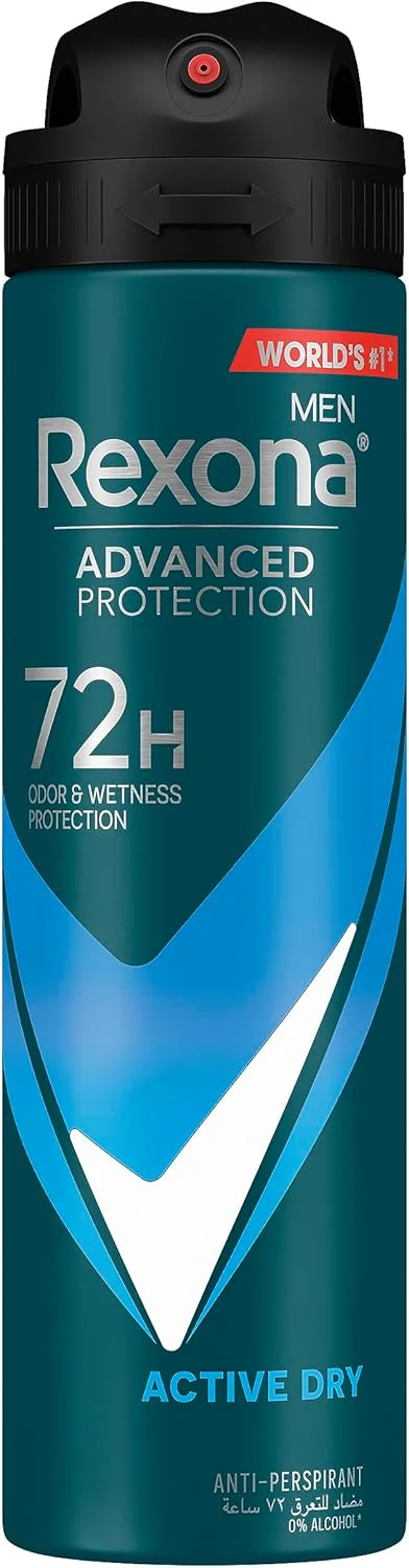 Rexona Men Antiperspirant Deodorant Spray, 72 hour sweat & odor protection*, Active Dry, with MotionSense technology-150ML