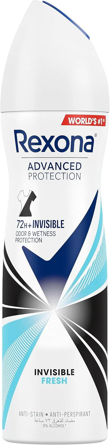 Rexona Women Antiperspirant Deodorant Spray, 72 hour sweat & odor protection Invisible Fresh, with MotionSense technology-150ML