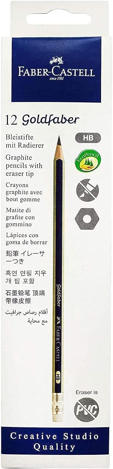 Faber-Castell Goldfaber Graphite Pencil HB with Eraser Tip – Box of 12