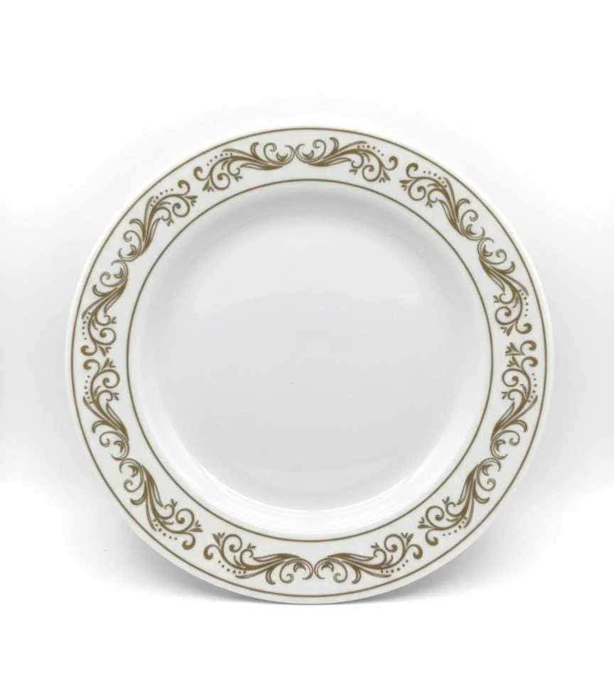 Rosymoment Premium 9" Heavyweight Disposable Plastic Plates – Golden Branches Border, 35g, Set of 10 Decorative Table Plates - Image 2