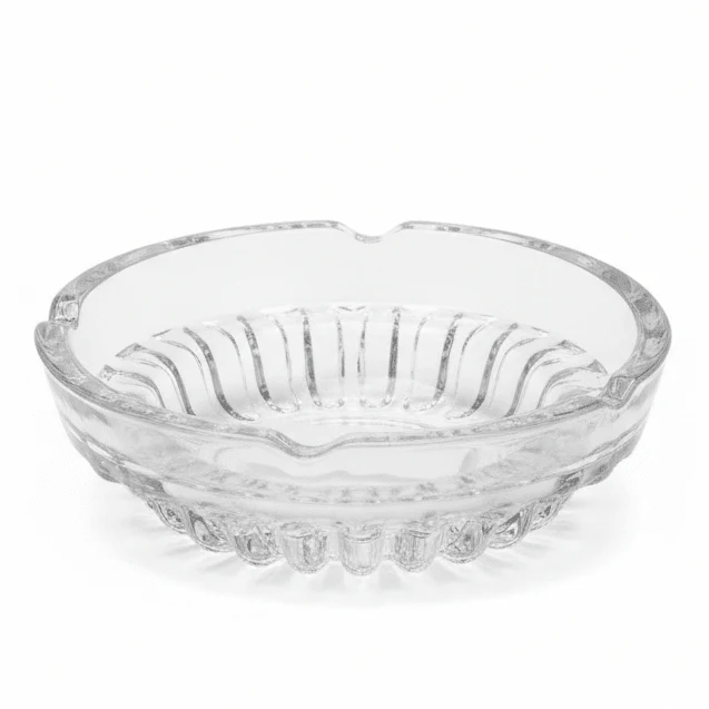 Royal Classic Round Glass Ashtray with Decorative Artistic Pattern – Premium Glass Ashtray for Home & Office Table (10 cm)
