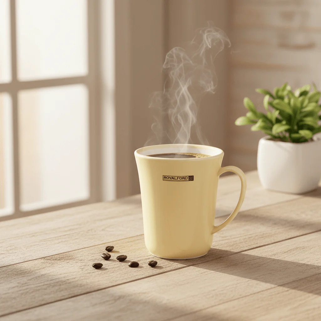 Royal Ford Elegant Acrylic Butter Yellow and White Mug 350 ml Stylish Coffee and Tea Mug for Daily Use - Image 2