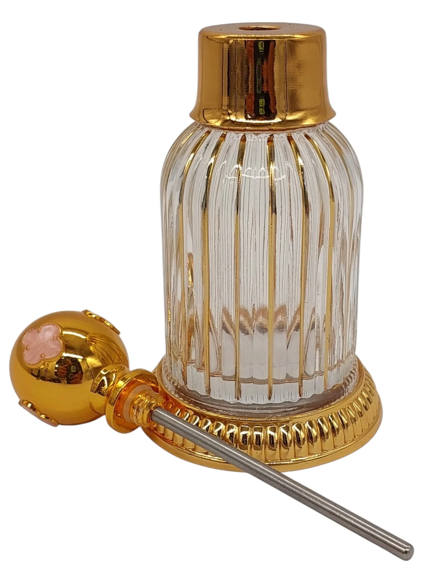 Royal Victoria Glass Perfume Bottle 6.4 Tola, Gold/Pink - Image 2