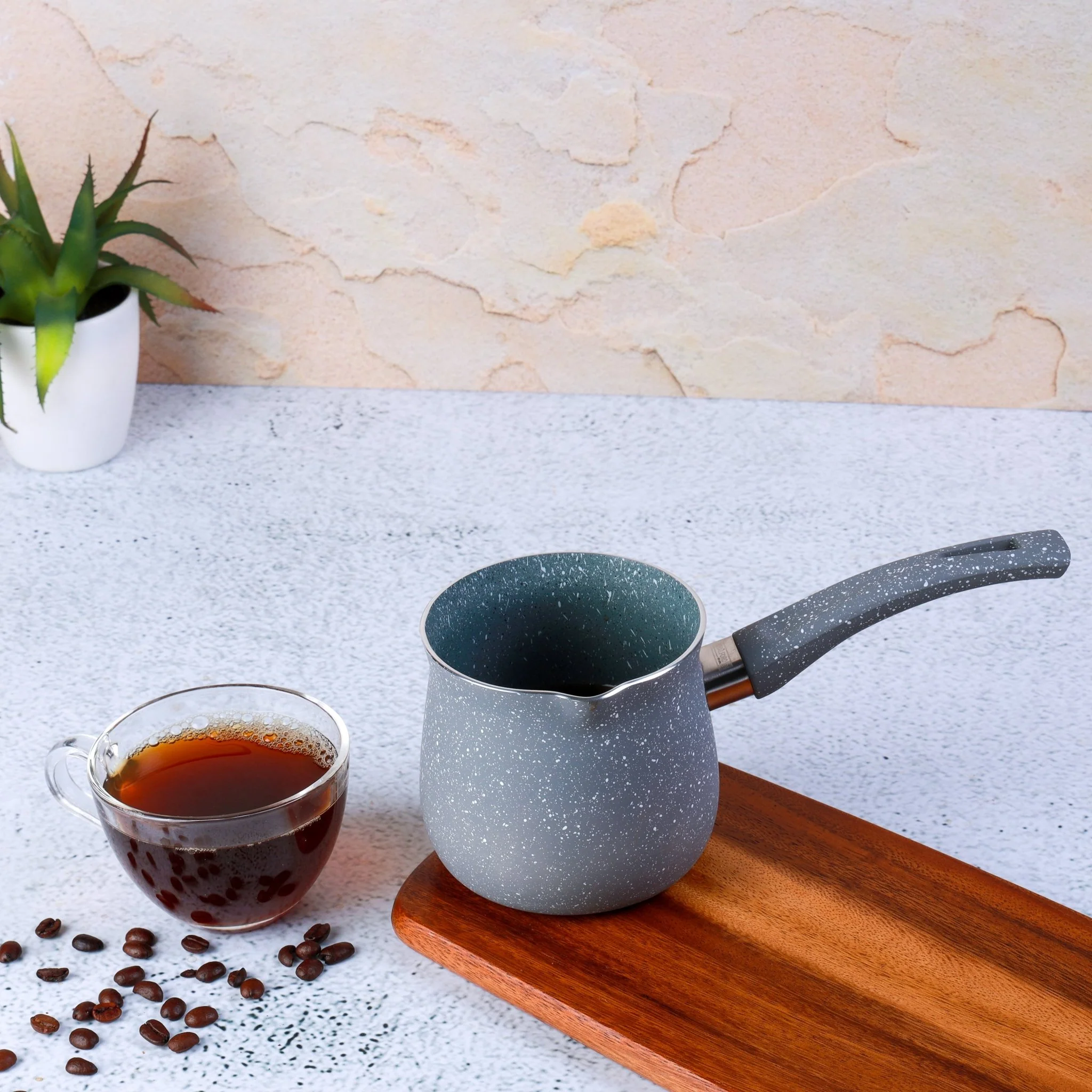 ROYALFORD 10.5cm Coffee Warmer, Grey Marble, Durable Granite Coating, 5-layer Construction- RF10190 - Image 3