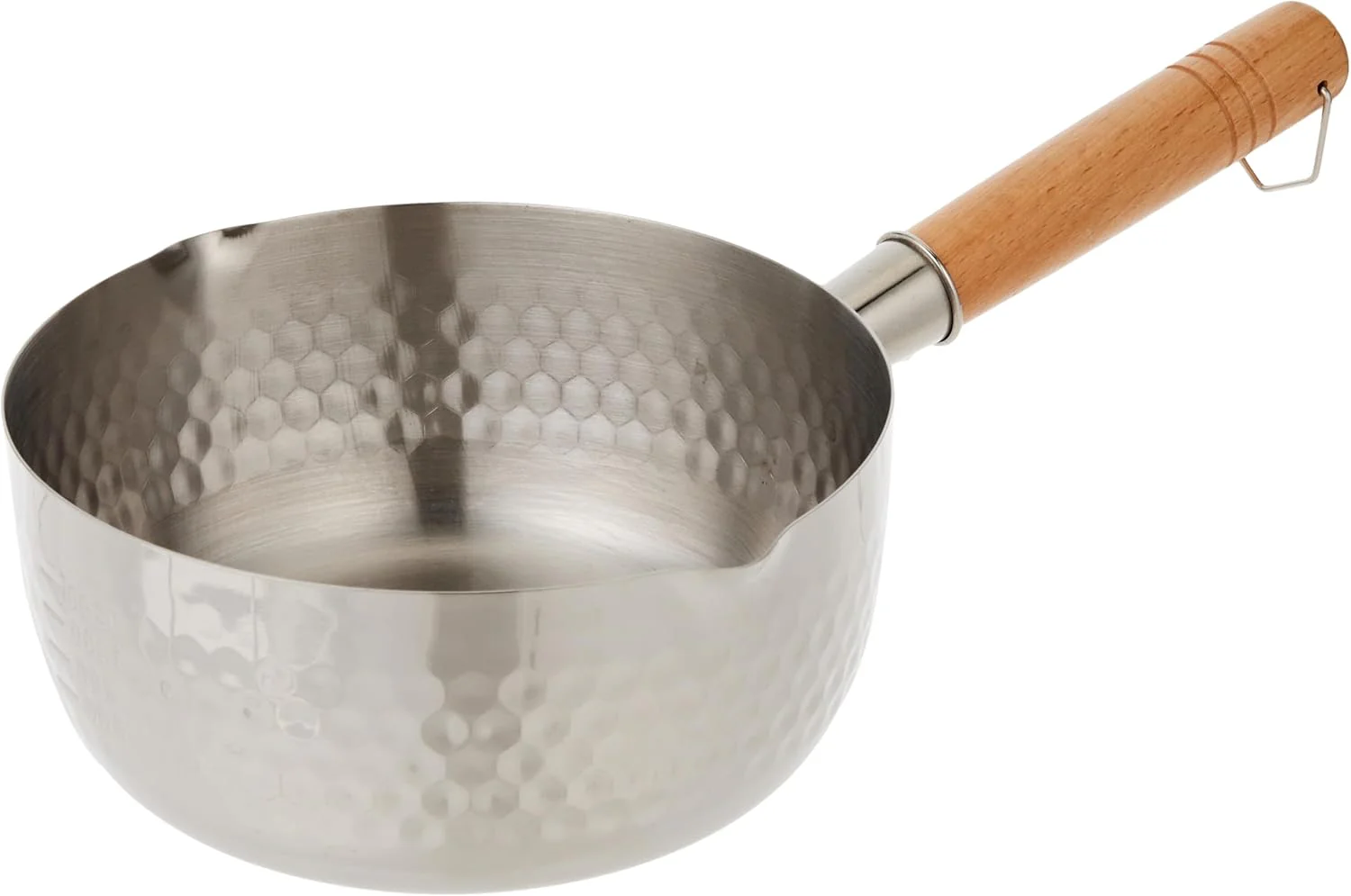 Royalford 18/20cm Stainless Steel Snow Pot / Milk Pan with Hammered Wooden Handle