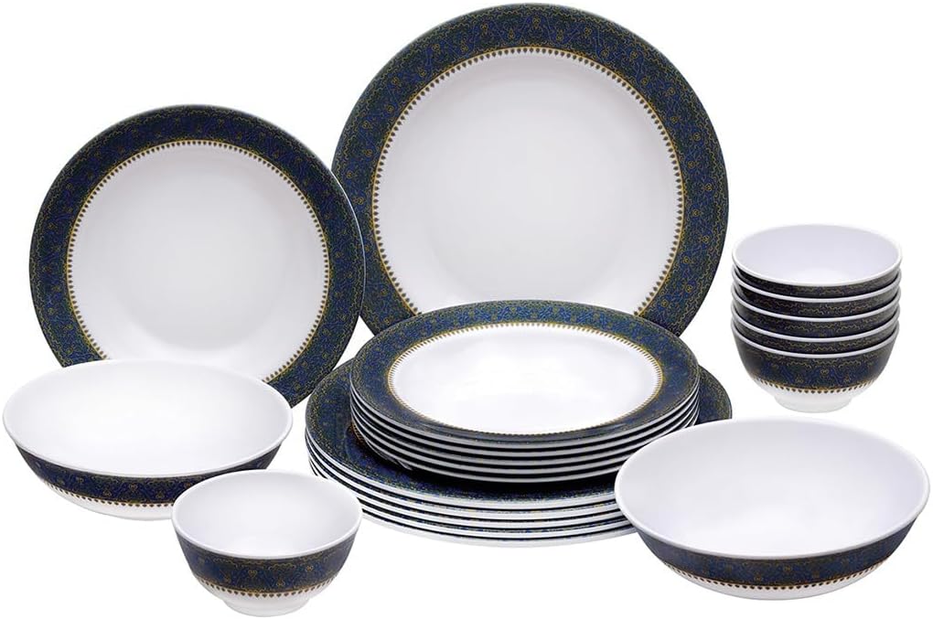 Royalford 20-Piece Melamine Ware Dinner Set – RF7437 | Blue Mandala Design