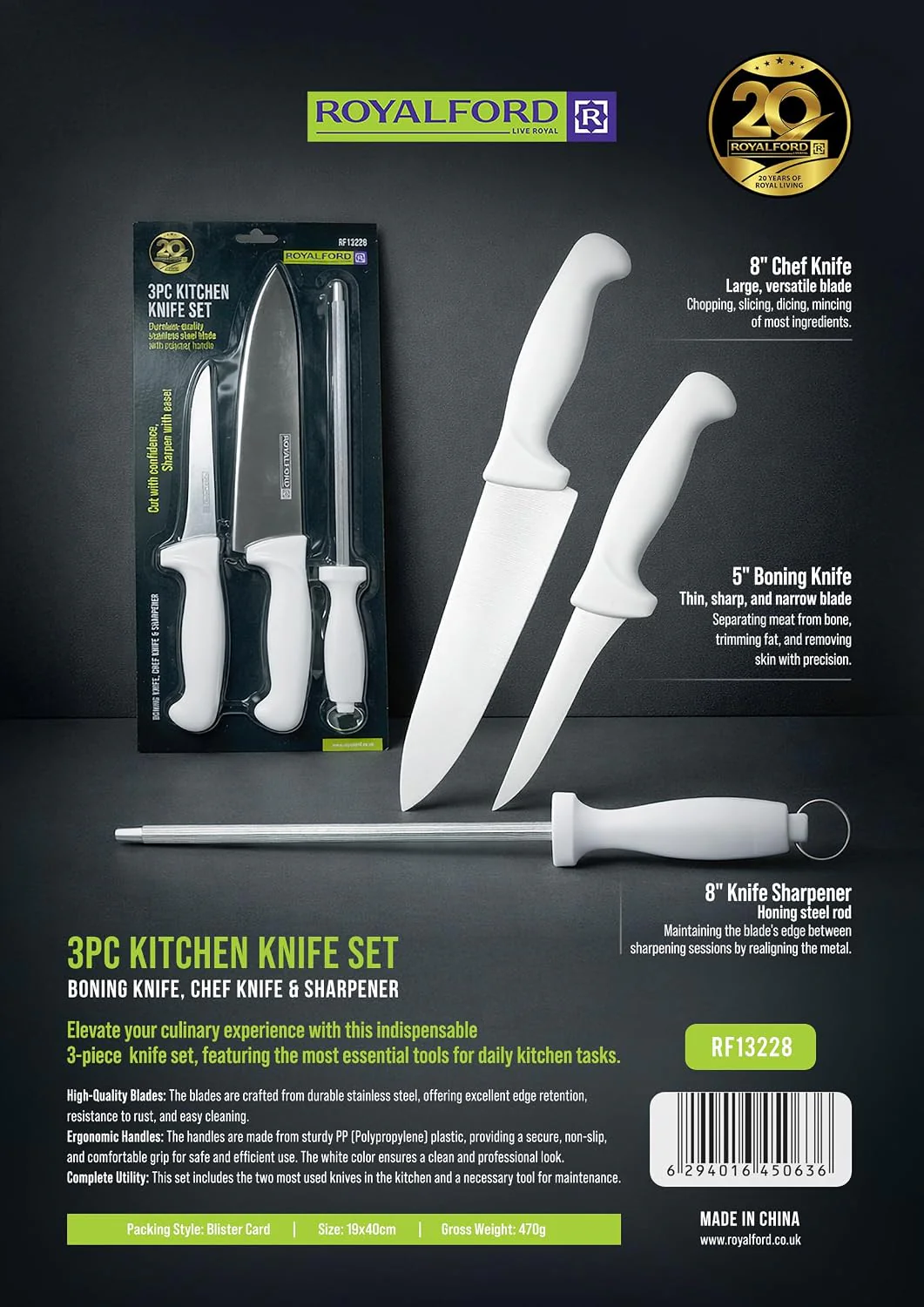 Royalford 3pcs Kitchen Knife Set RF13228 - Image 9